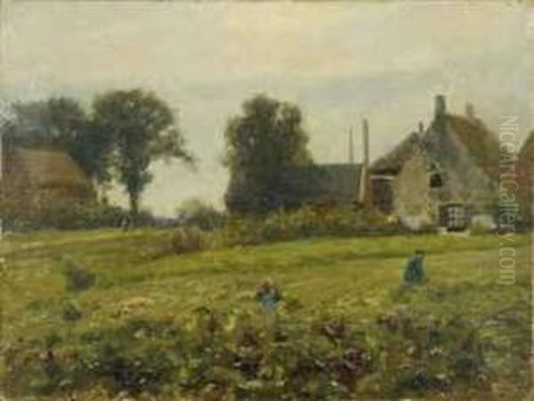 Dutch Farmstead Oil Painting by William Edward Norton