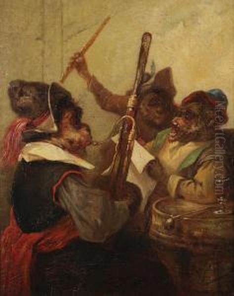 Zingende En Musicerende Apen Oil Painting by Zacharias Noterman