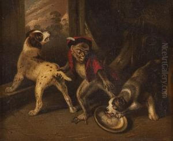 Der Affe Argert Die Hunde Oil Painting by Zacharias Notermann