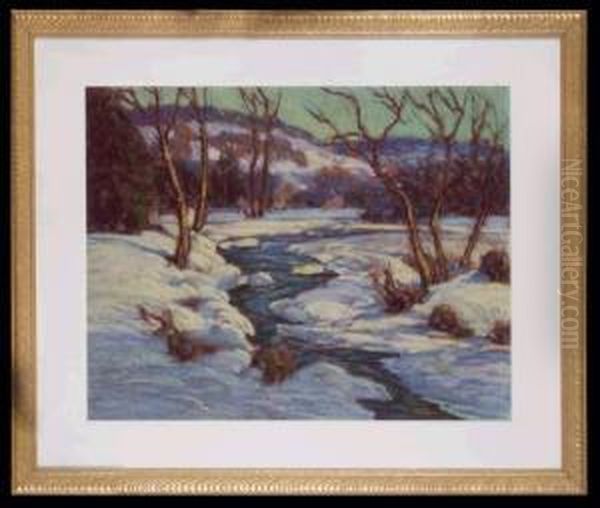 Snow Covered Stream Oil Painting by Raymond Nott