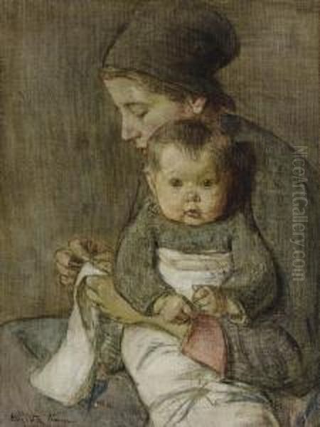 Mere Et Bebe Oil Painting by Elizabeth Nourse