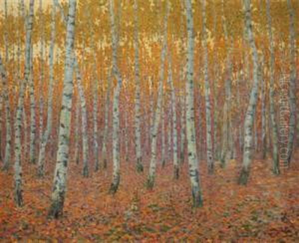 A Birch Forest Oil Painting by Arno Novak