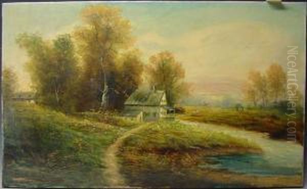 Romantische Herbstlandschaft Mit Kleinen Hausern Oil Painting by Karel Novak