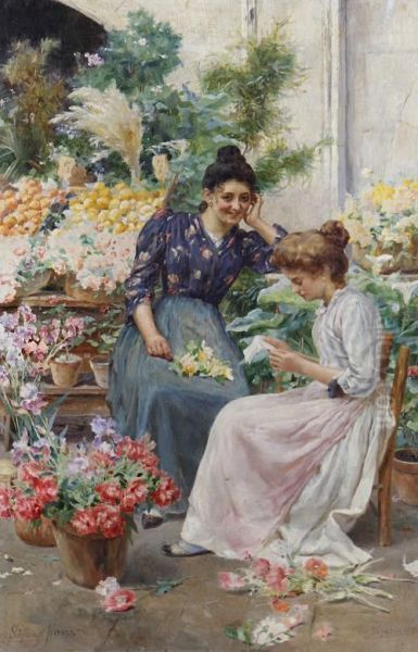 The Flower Sellers Oil Painting by Stefano Novo