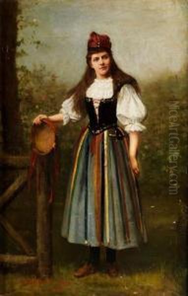 Madchen In Tracht Oil Painting by Stefano Novo