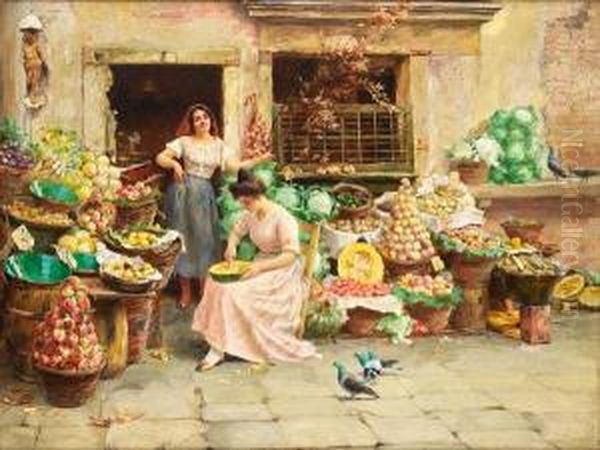 Fruit Sellers Oil Painting by Stefano Novo