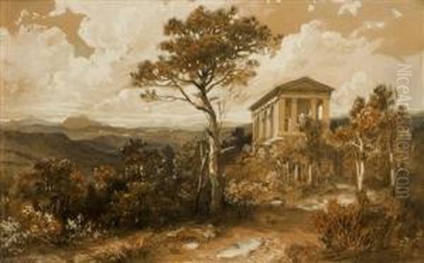 An Italian Landscape Oil Painting by Johann Novopacky