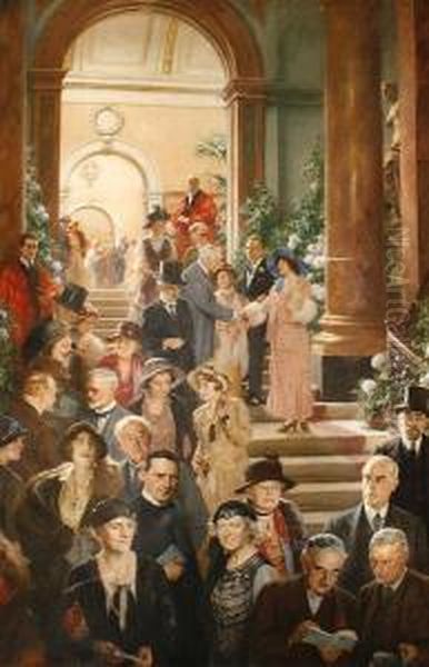 Private View Day At The Royal Academy Oil Painting by Arthur Trevethin Nowell