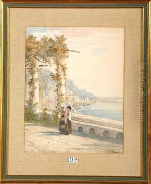 Bord De Mer Anime A Capri Oil Painting by Auguste Numans