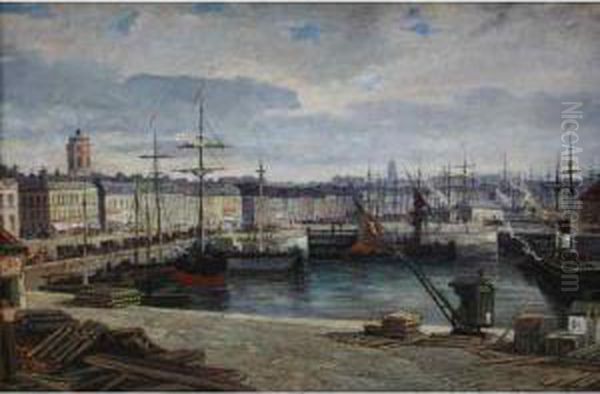 Scene De Port Oil Painting by Auguste Numans