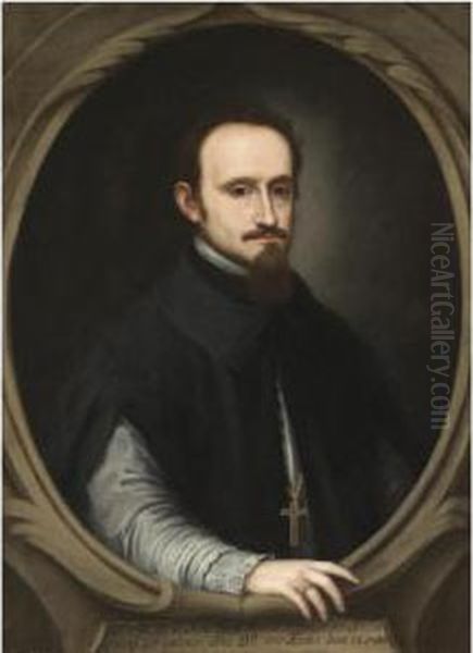 Portrait Of Ambrosio Ignacio Spinola Y Guzman, Archbishop Ofseville (1668-1684) Oil Painting by Pedro Nunez De Villavicencio