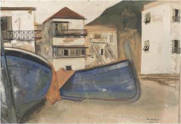 Les Bateaux Oil Painting by Felix Nussbaum