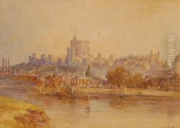 Windsor Castle From The Thames Oil Painting by Alfred Young Nutt