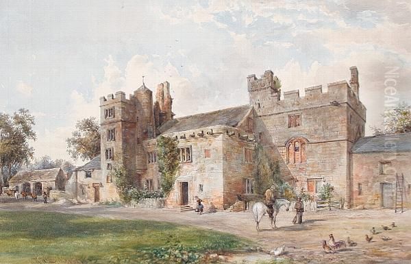 Figures Before An English Country House Oil Painting by William Nutter