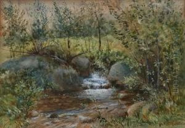 The Stream Oil Painting by Benjamin F. Nutting