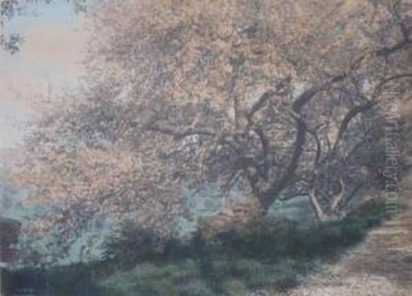 Blossoming Tree Oil Painting by Wallace Nutting