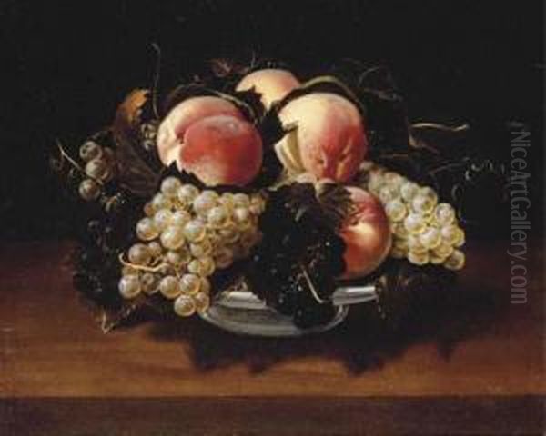 Peaches And Grapes Oil Painting by Panfilo Nuvolone