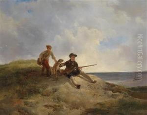 The Duckhunters Oil Painting by Wijnandus Johannes Josephus Nuijen