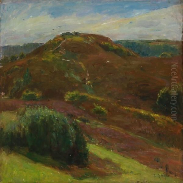 Hilly Landscape From Rebild In Jutland, Denmark Oil Painting by Poul Friis Nybo