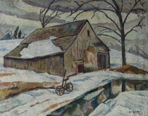 Winter Scene Of A House Oil Painting by Edgar Hewitt Nye