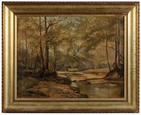 Woodlandlandscape With River Oil Painting by Edgar Hewitt Nye