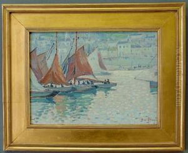 A Sailboat Race Oil Painting by Edgar Hewitt Nye