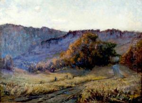 Landscape With Mountains Oil Painting by Arvid Frederick Nyholm