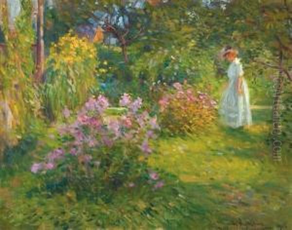 The Flower Garden, Wisconsin Oil Painting by Arvid Frederick Nyholm