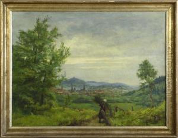 Blick Auf Arnstadt, Um 1930 Oil Painting by Leo Nyssen