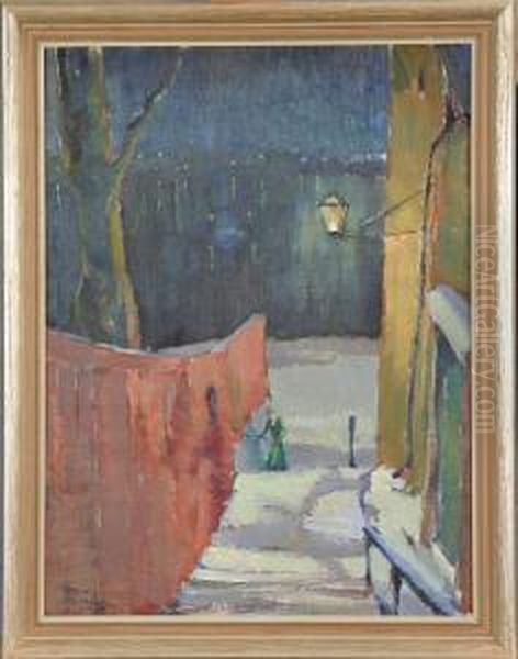 Motiv Fran Stockholm, Signerad Wald. Nystrom 54 Oil Painting by Waldemar Nystrom