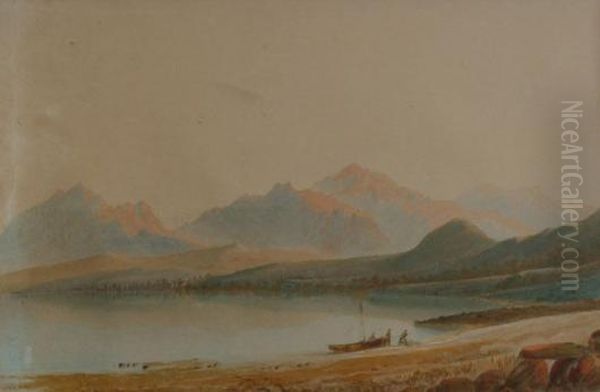 View Of Lake Manapouri Oil Painting by George O'Brien