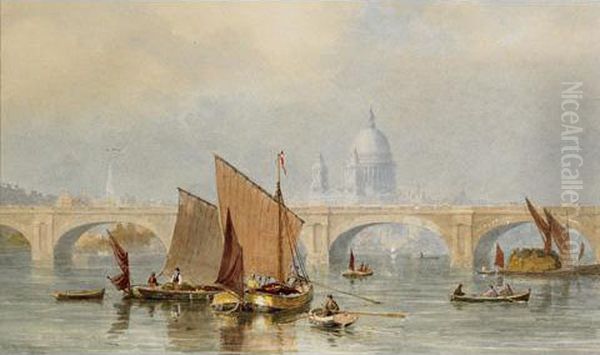 Waterloo Bridge Oil Painting by Lucius Richard O'Brien