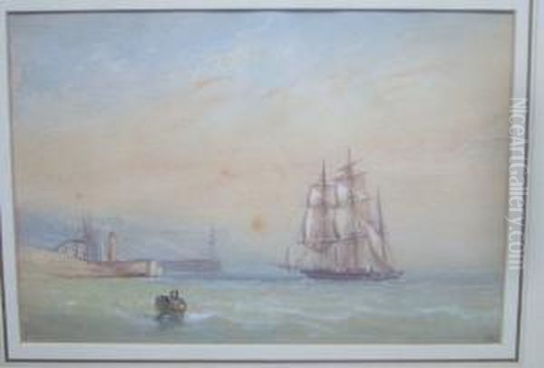 Ship Sailing Into Port Oil Painting by J. O'Bryen Lomax