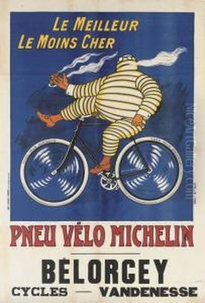 Pneu Velo Michelin Oil Painting by Marius Rossillon O'Galop