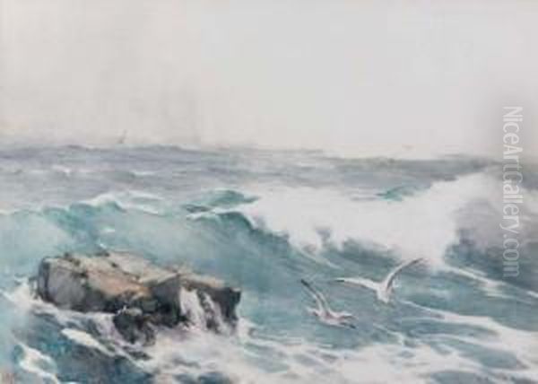 Rough Seas Oil Painting by Helen O'Hara