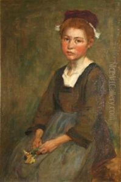 Breton Girl Oil Painting by Aloysius C. O'Kelly