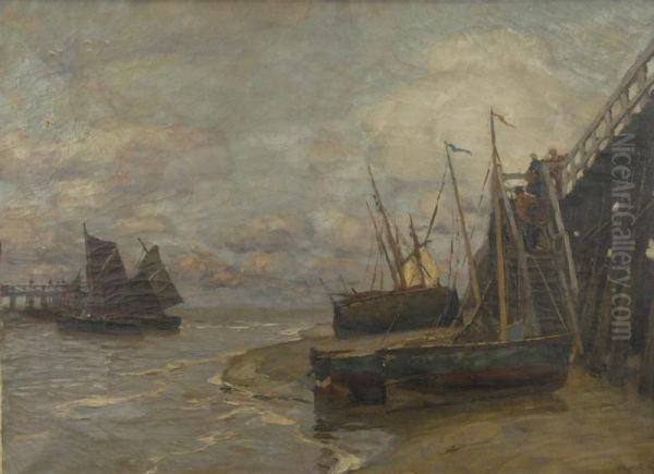 Fishing Port, Newport Oil Painting by Karl O'Lynch Van Town