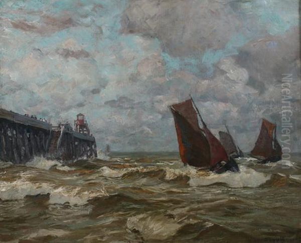 Rough Seas Oil Painting by Karl O'Lynch Van Town