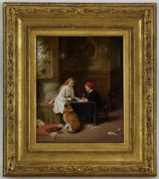 A Letter To Mother Oil Painting by George Bernard O'Neill