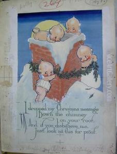 I Dropped My Christmas Message Oil Painting by Rose Cecil O'Neill Lathom