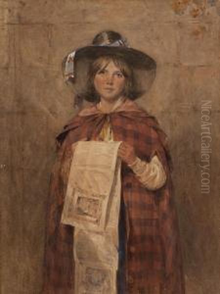 The Girl In A Red Cape Oil Painting by Octavius Oakley