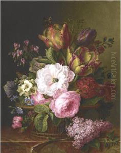 Panier De Fleurs Oil Painting by Amelie-Pauline Oberlin