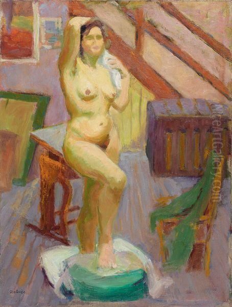 Nu Debout Dans Un Atelier Oil Painting by George Oberteuffer