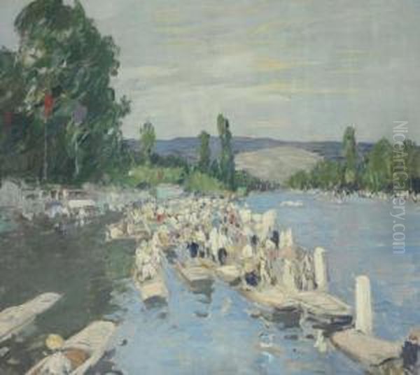 The Henley Regatta Oil Painting by George Oberteuffer