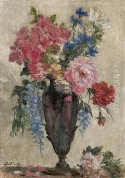 Vaso Di Fiori Oil Painting by Antonio Oberto