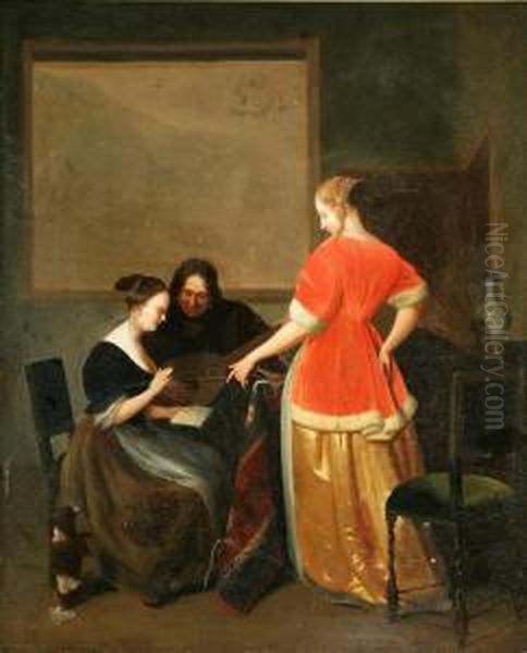 The Music Lesson Oil Painting by Jacob Ochtervelt