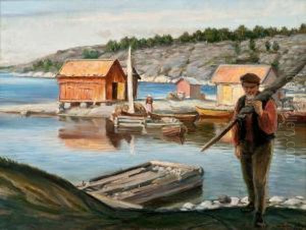 Inhabitant Of The Archipelago Oil Painting by Bror Tycho Odberg