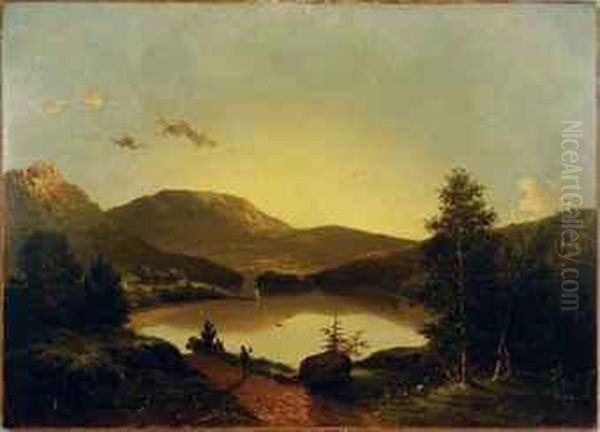 An Inland Lake Oil Painting by Walter Mason Oddie