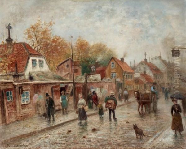 Norrlandsgatan Oil Painting by Frans Wilhelm Odelmark