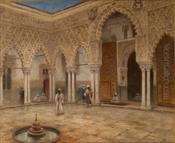 Dans La Cour Du Palais Oil Painting by Frans Wilhelm Odelmark